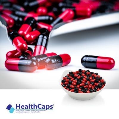 Size 0 Gelatin Black Red Capsule by HealthCaps